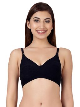 Clovia - Non-Padded Non-Wired Full Cup Bra In Black Cotton Rich