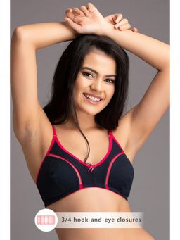 Clovia - Non-Padded Non-Wired Full Coverage Bra In Black 100 Percent Cotton