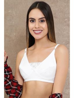Clovia - Non-Padded Non-Wired Full Coverage Bra In White Cotton