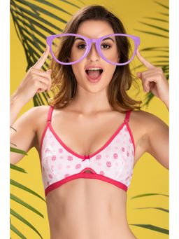 Clovia - Cotton Rich Non-Padded Non-Wired Printed Bra In Pink