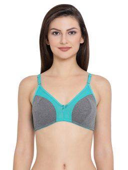 Clovia - Cotton Rich Non-Padded Non-Wired Bra with Mesh Inserts In Grey
