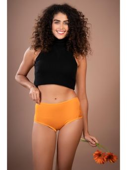 Clovia - Cotton High Waist Hipster Panty with Lace Panel Orange