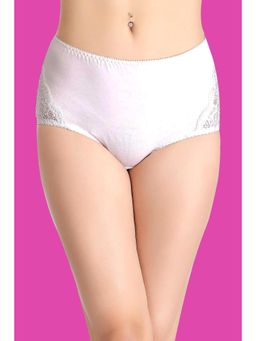 Clovia - Cotton High Waist Hipster with Lace Sides In White