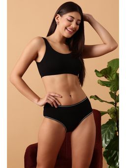 Clovia - Cotton Mid Waist Hipster Black