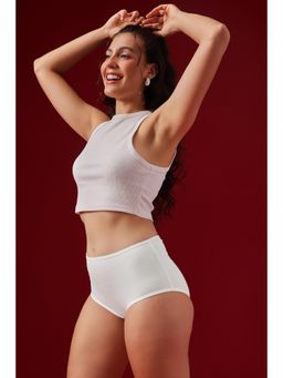 Clovia - Cotton High Waist Hipster Panty In White
