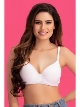 Clovia - Cotton Rich Padded Underwired Multiway T-Shirt Push-Up Bra - White