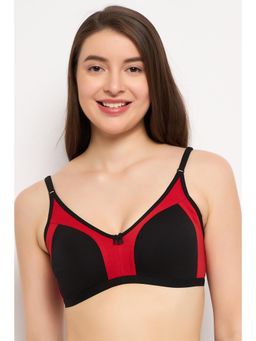 Clovia - Cotton Rich Solid Non-Padded Full Cup Wire Free M-frame Bra - Black