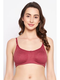 Clovia - Cotton Rich Solid Non-Padded Full Cup Wire Free T-shirt Bra - Light Red