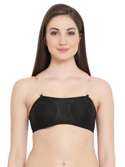 Clovia - Cotton Rich Solid Non-Padded Full Cup Wire Free Strapless Bra - Black