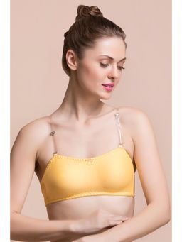 Clovia - Cotton Rich Solid Non-Padded Full Cup Wire Free T-shirt Bra - Light Yellow