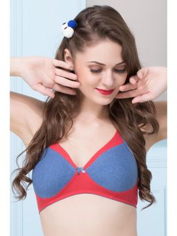 Clovia - Cotton Rich Solid Non-Padded Full Cup Wire Free T-shirt Bra - Dark Blue