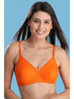 Clovia - Cotton Rich Solid Non-Padded Full Cup Wire Free T-shirt Bra - Orange