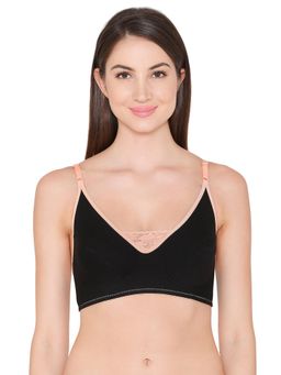 Clovia - Non-padded Non-wired Full Cup Cami Bra In Black - Cotton