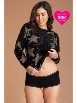 Clovia - Mid Waist Boyshorts In Black - Cotton