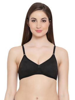 Clovia - Full Coverage T-shirt Bra With Cross-over Moulded Cups In Black - Cotton Rich