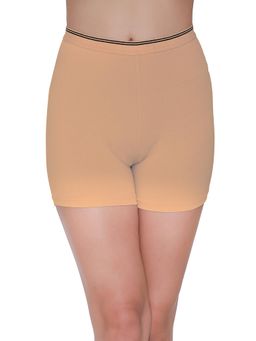 Clovia - 100% Cotton Medium Waist Outer Elastic Boyshorts Panty - Nude