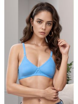 Clovia - Cotton Solid Non-padded Full Cup Wire Free Full Figure Bra - Blue