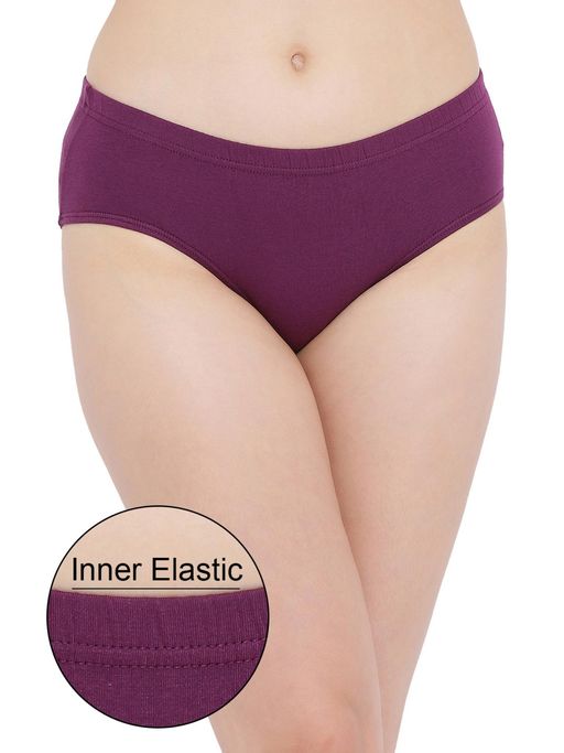 Clovia Purple Cotton Medium Waist Inner Elastic Hipster Panty