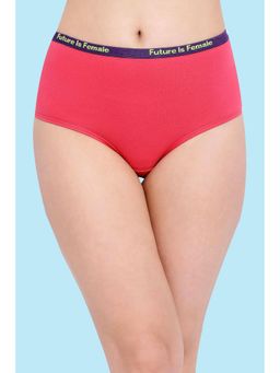 Clovia - Cotton High Waist Hipster Panty With Printed Waistband - Pink