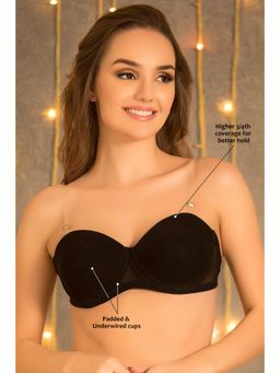 Clovia - Padded Non-Wired Printed T-Shirt Bra - Black