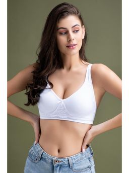 Clovia - Cotton Rich Text Print Top & Pyjama Set - White