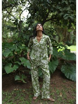 Azurina - Ela Shirt With Pyjama - Green Jungle Boogie