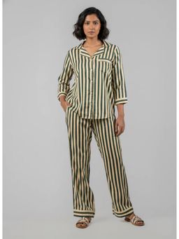Azurina - Ela Shirt With Pyjama - Spruce Stripes