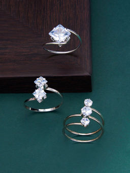 Zaveri Pearls - Silver Tone Contemporary Rings-ZPFK13678 (Set of 3)