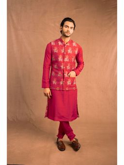 UDD DESIGN - Men Magenta Printed Nehru Jacket