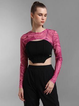 Kazo - Pink Psychedelic Print Mesh Arm Warmer