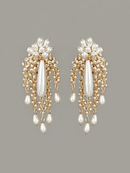 House of D'oro - Statement White & Gold Pearl Danglings