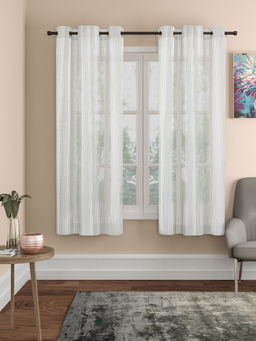 Rosara Home - ROSARAHOME White Striped Sheer Curtains