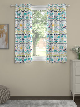 Rosara Home - ROSARAHOME Blue Printed Regular Curtains