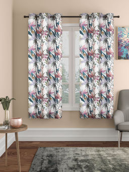 Rosara Home - ROSARAHOME Grey Floral Regular Curtains