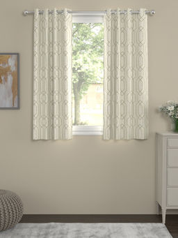 Rosara Home - ROSARAHOME Off White Foil Print Regular Curtains