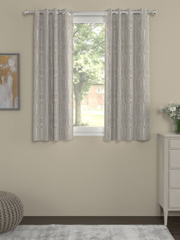 Rosara Home - ROSARAHOME Grey Foil Print Regular Curtains