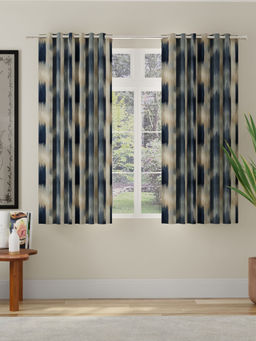Rosara Home - ROSARAHOME Navy Blue Abstract Room Darkening Curtains