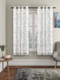Rosara Home - ROSARAHOME White Floral Sheer Curtains