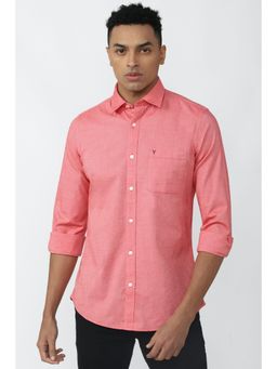 Van Heusen - Men Pink Slim Fit Solid Full Sleeves Casual Shirt