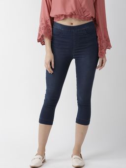 Xpose - Women Blue Solid Skinny Fit Slip-On Closure Capris