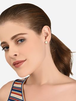 Lilly & Sparkle - Multi-Color Gold-Plated Circular Stone-Studded Studs Earrings Set of 10