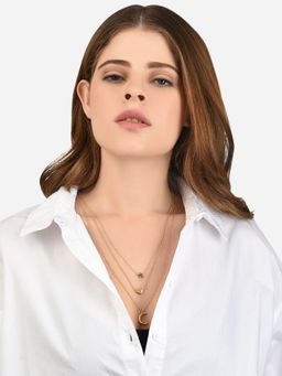 Lilly & Sparkle - Gold-Plated 3 Layered Chain Necklace with Heart, Moon and Star Charms