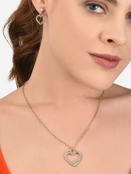 Lilly & Sparkle - Gold-Plated Chain with Crystal Heart Charm Dangler Earrings