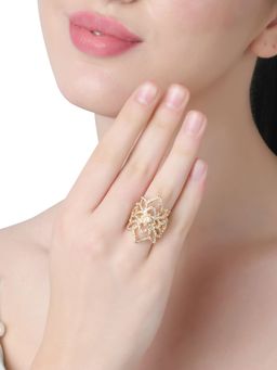 Lilly & Sparkle - Gold-Plated Crystal-Studded Finger Rings Set of 2
