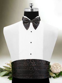PELUCHE - Ritzy Black Cummerbund, Bow Tie & Pocket Square Set for Men