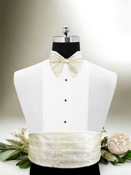 PELUCHE - The Pale Lilac Beige Cummerbund, Bow Tie & Pocket Square Set for Men