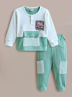Hopscotch - 2-Pc Green Cotton T-shirt & Joggers