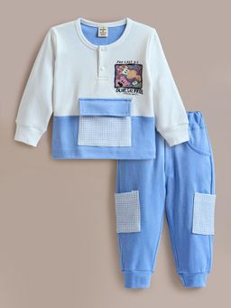 Hopscotch - 2-Pc Blue Cotton T-shirt & Joggers