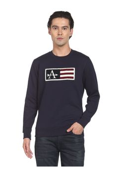 Arrow - Sports Men Navy Appliqued Regular Fit Sweatshirt