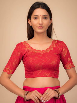 BINDIGASM'S ADVI - Red Embroidered Stone Work Stretchable Stitched Blouse